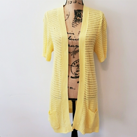 Merona Sweaters - Merona Yellow Knit Open Cardigan Kimono XL